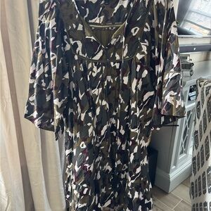 Lane Bryant 18/20 Camo Print Dress in Olive, White, Black and Burgundy